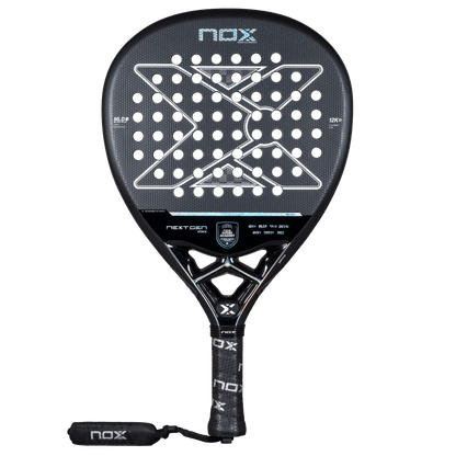 NOX NextGen Pro Attack 12K 2026 padel racket – front view (black/grey)