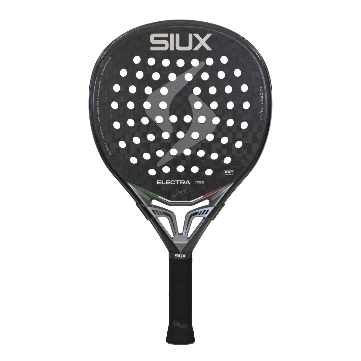 Siux Electra Pro IT26 2026 padel racket – front view (black)